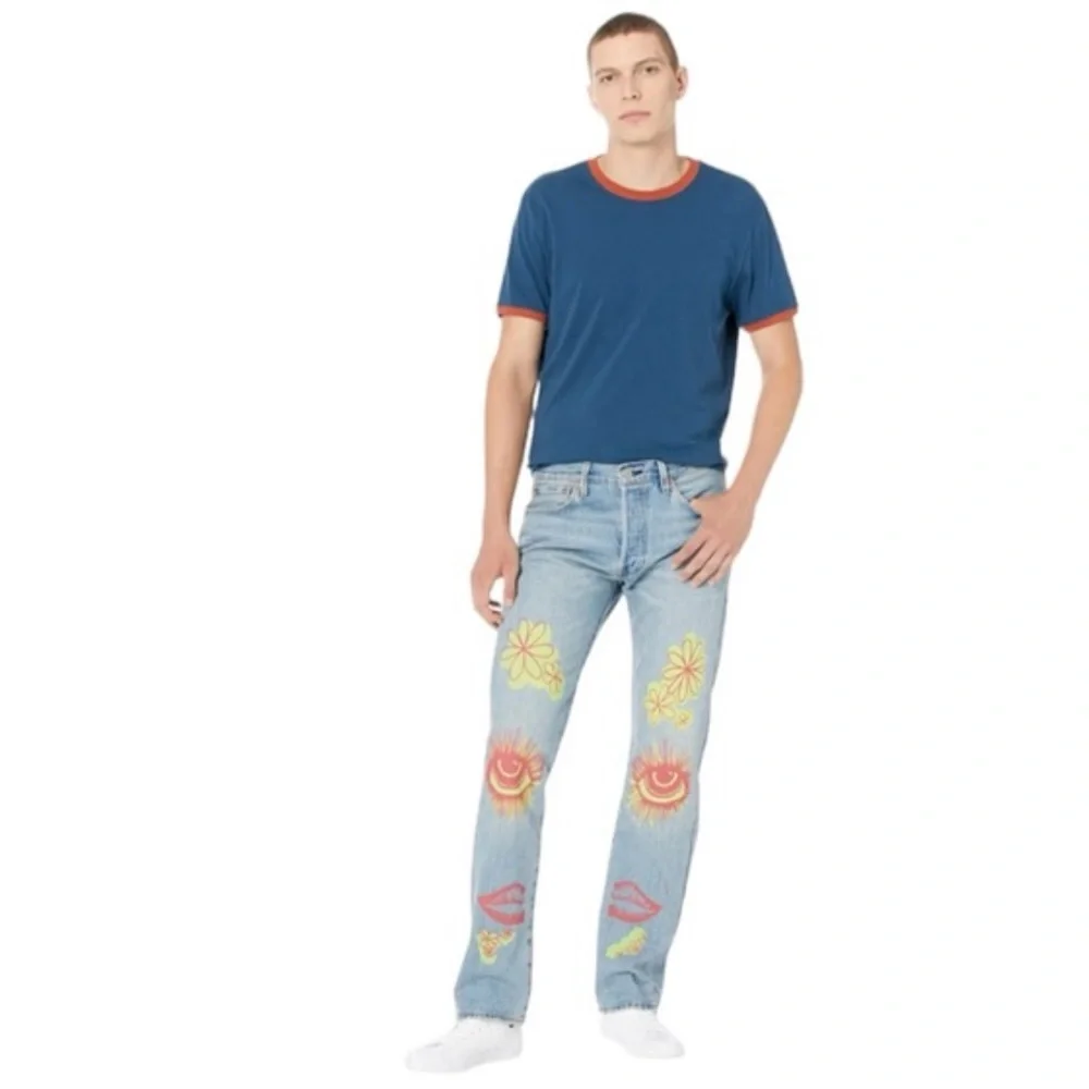 Levi’s 501 Crazy Legs Jeans In Blue W/ Print Floral
